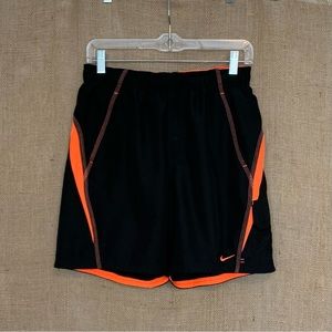 NIKE Men’s Board Shorts Swim Trunks Bathing Suit Black Orange Small
